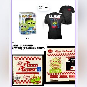 Toy Story GlitterTranslucent Alien Funko & Pizza Planet Tee BoxLunch Ltd.Edition